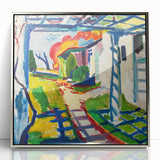 Modernist Garden Scene - Vibrant Wall Art of Grape Arbor and Sunlight