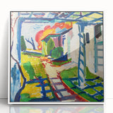 Modernist Garden Scene - Vibrant Wall Art of Grape Arbor and Sunlight