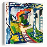 Modernist Garden Scene - Vibrant Wall Art of Grape Arbor and Sunlight