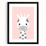 Nursery Wall Art – Adorable Pink Giraffe Illustration for Kids