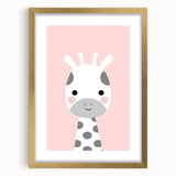 Nursery Wall Art – Adorable Pink Giraffe Illustration for Kids