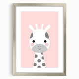Nursery Wall Art – Adorable Pink Giraffe Illustration for Kids