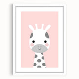 Nursery Wall Art – Adorable Pink Giraffe Illustration for Kids
