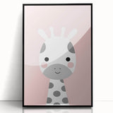 Nursery Wall Art – Adorable Pink Giraffe Illustration for Kids