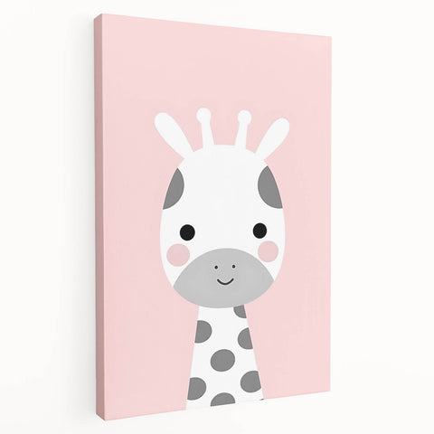 Nursery Wall Art – Adorable Pink Giraffe Illustration for Kids