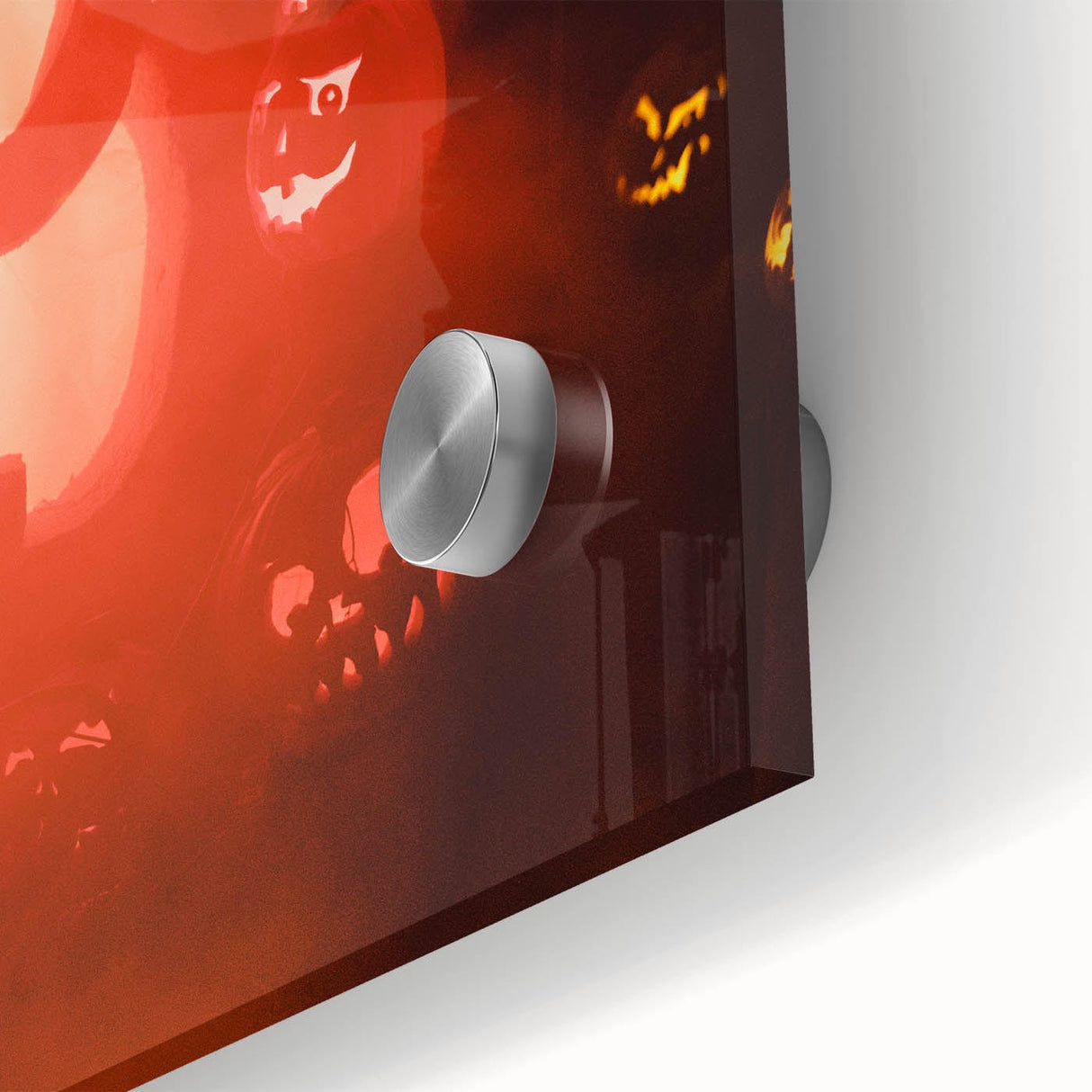 Large abstract wall art featuring mid-century modernist autumn hues on acrylic glass, ideal for dining room decor.