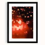 Extra large abstract art print with textured, colorful autumn tones on black framed canvas, ideal for living room decor.