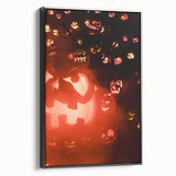 Black and white framed canvas featuring a vintage landscape painting, ideal for bedroom wall art.