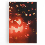 Large black and white abstract depiction of fall trees on stretched canvas, suitable for kitchen wall art.