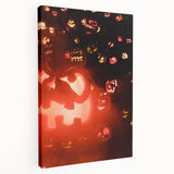 Autumn-themed abstract canvas art in warm orange and brown tones, suitable for kitchen wall decor.