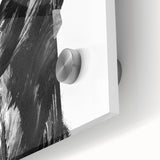 Close-up view of an abstract figurative acrylic painting on glass, showcasing vibrant colors and intricate details, perfect for modern art decor.