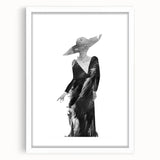 Abstract figurative wall art frame with a mat in white, showcasing a contemporary design ideal for modern interiors, emphasizing elegance and creativity.