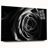Abstract floral wall art displayed in acrylic glass, showcasing vibrant colors and intricate details, ideal for modern home decor. Side view highlights its sleek design.
