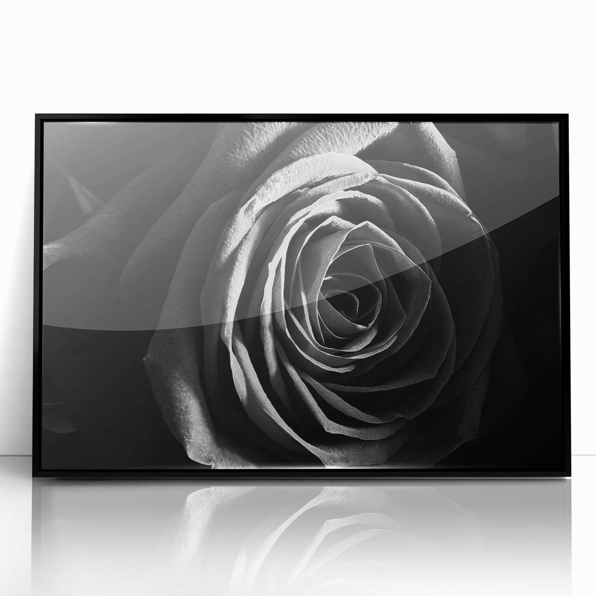 Framed wall art featuring an abstract floral design with vibrant colors, set in a sleek black frame, perfect for modern home decor or office spaces.