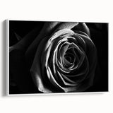 Abstract floral wall art displayed in a sleek white frame, showcasing vibrant colors and intricate patterns, perfect for modern home decor. The side view highlights the depth and texture of the canvas, enhancing visual appeal.