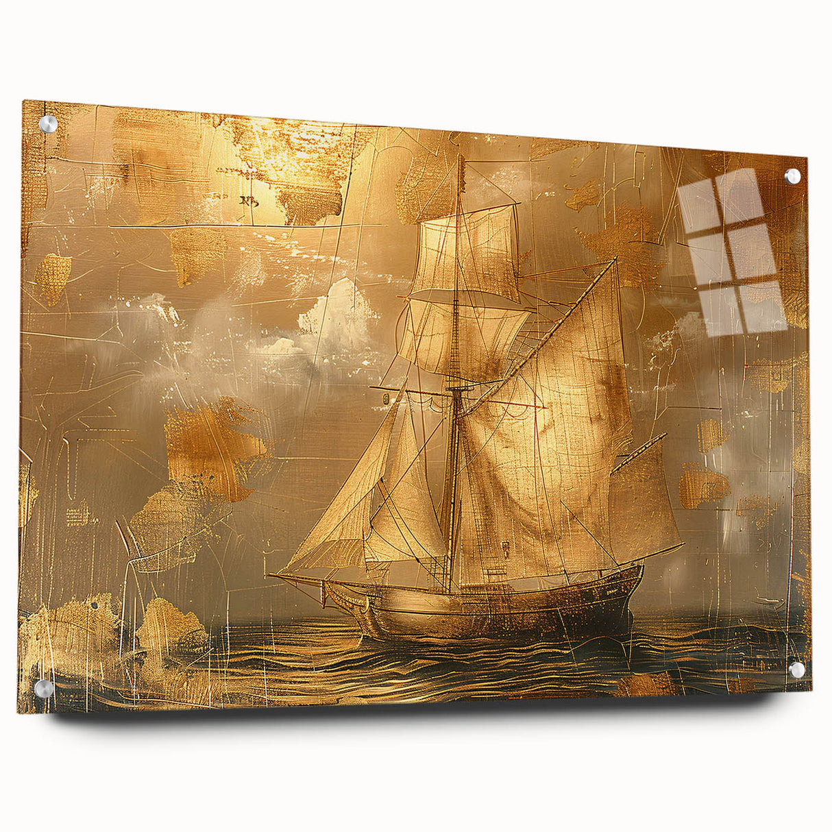 Abstract landscape wall art displayed in a side view, showcasing vibrant colors and intricate details, mounted with pins for a modern aesthetic in home decor.