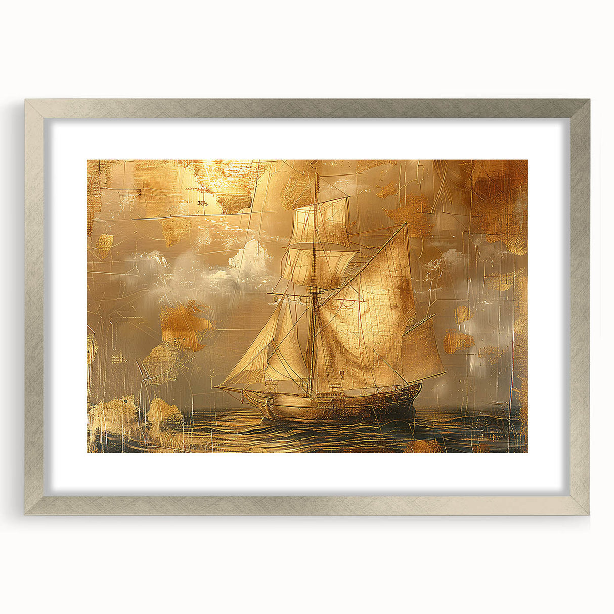 Abstract landscape wall art framed in silver, featuring vibrant colors and intricate details, ideal for modern home decor. Perfect for adding a contemporary touch to any space.