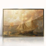 Framed acrylic wall art featuring an abstract landscape design with golden accents, perfect for modern home decor. Ideal for adding elegance to living spaces.