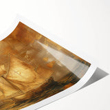 Abstract landscape wall art print showcasing vibrant colors of blue, green, and orange, rolled and ready for framing. Perfect for modern home decor or office spaces.