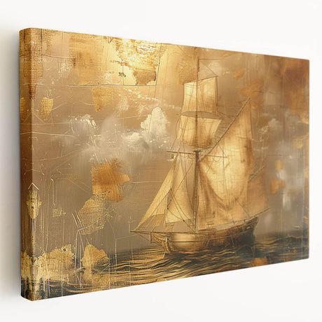 Abstract landscape wall art on stretched canvas showcasing vibrant colors and fluid shapes, ideal for modern home decor. Side view highlights the textured finish and sturdy frame, perfect for enhancing any living space.