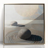 Framed abstract minimalist wall art featuring a gold-acrylic design, showcasing elegant curves and shapes against a neutral background, perfect for modern decor.