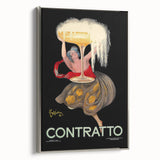 Landscape art painting of a colorful vintage poster on a black canvas, framed in silver, ideal for dining room decor.