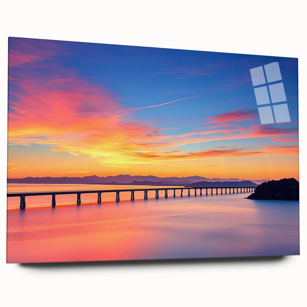 Landscape bridge design showcased in a side view, crafted from acrylic glass, highlighting its elegant curves and transparent finish, ideal for modern decor.