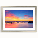 Silver landscape bridge frame with mat, showcasing a modern design, front view displaying intricate detailing, perfect for enhancing home decor.