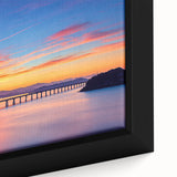 Framed canvas print showcasing a vibrant landscape bridge design, featuring rich colors and intricate details, perfect for enhancing home decor.