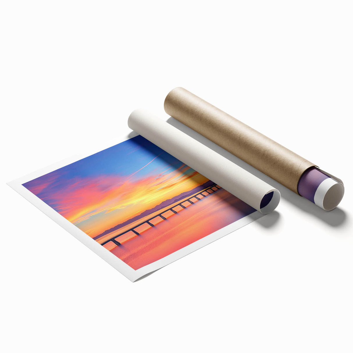 Landscape bridge print showcasing a serene view, printed on high-quality canvas with vibrant colors and fine details, ideal for home decor or art enthusiasts.