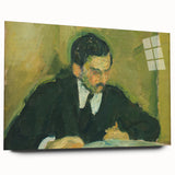 Portrait of a Man Reading - Abstract Modern Wall Art in Earth Tones