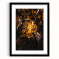 Extra large abstract art print featuring textured autumnal colors on a black framed canvas, ideal for living room decor.