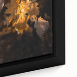 Extra large framed canvas featuring a textured fall scene in black with colorful accents, suitable for living room decor.