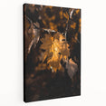 A large canvas print featuring a stylized depiction of fall with orange and brown hues, ideal for kitchen wall art.