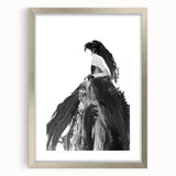 Abstract figurative silver frame with mat, showcasing a modern artistic design. Ideal for contemporary decor, adding elegance and sophistication to any space.