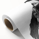 Abstract figurative design on a rolled canvas, showcasing vibrant colors and dynamic shapes, elegantly packaged in a durable cardboard tube for safe transport.