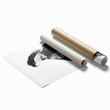 Abstract figurative rolled print showcasing vibrant colors and dynamic shapes, ideal for modern decor. Packaged securely in a protective cardboard tube.