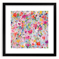 Abstract floral wall art framed with a black mat, showcasing vibrant colors and intricate designs, perfect for modern home decor. Ideal for adding a touch of elegance to any room.