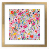Abstract floral wall art framed in gold, showcasing vibrant colors and intricate designs, adds elegance to any decor. Perfect for contemporary interiors.