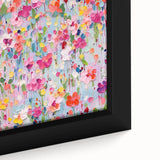 Close-up of an abstract floral wall art framed canvas, showcasing vibrant colors and intricate details, perfect for modern home decor and artistic interiors.
