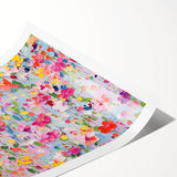 Abstract floral wall art print showcasing vibrant colors and intricate patterns, rolled and ready for display, accentuating modern home decor aesthetics.