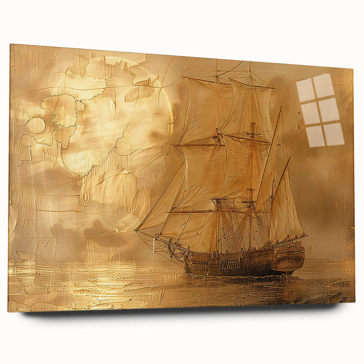 Abstract landscape wall art print presented in a sleek acrylic glass frame, showcasing vibrant colors and fluid shapes, ideal for modern home decor.