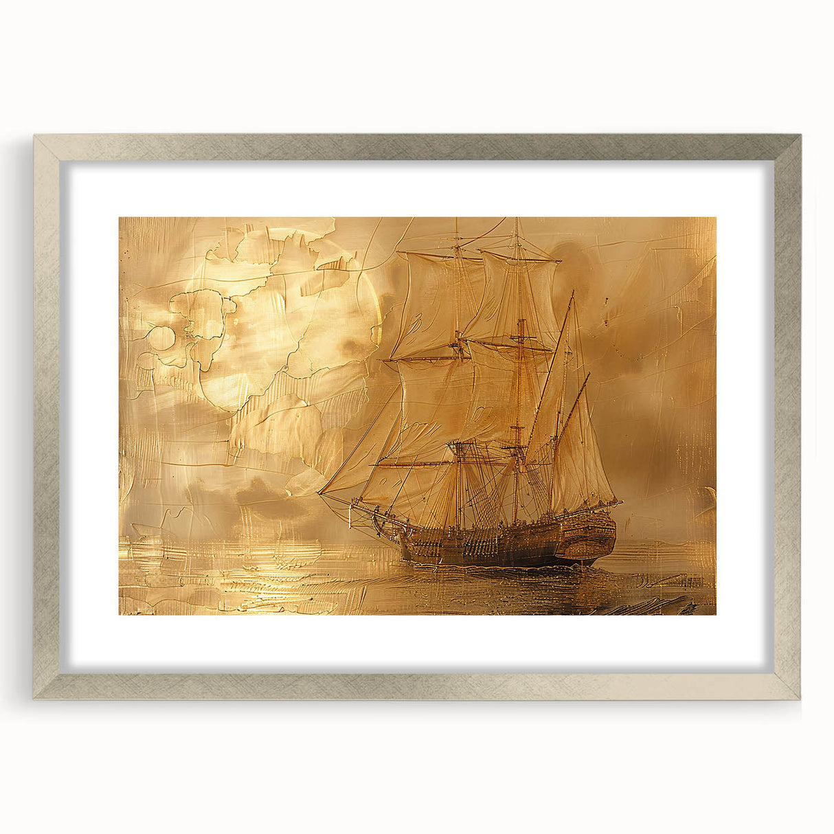 Abstract landscape wall art framed in silver with a mat, showcasing vibrant colors and fluid shapes, perfect for modern home decor. Ideal for adding a touch of elegance to any room.