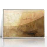 Framed abstract landscape wall art featuring vibrant colors and fluid shapes, set in a sleek white frame, perfect for modern home decor.