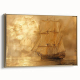Framed abstract landscape wall art showcasing vibrant gold tones and intricate textures, presented in a side view to highlight its depth and design. Ideal for modern home decor.