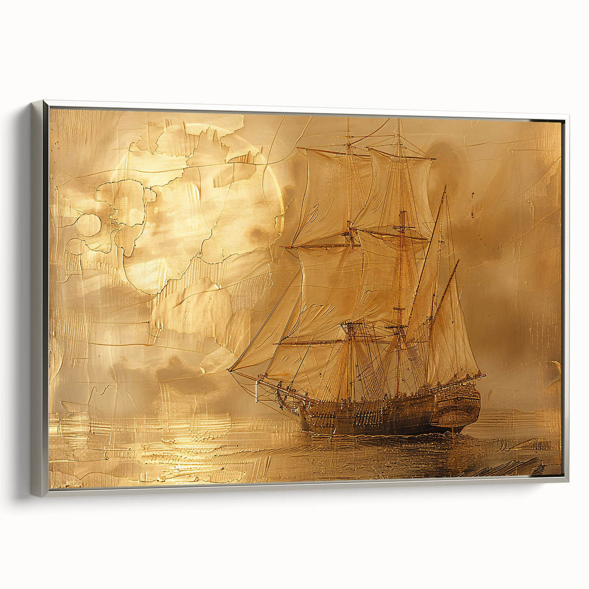 Framed silver abstract landscape wall art featuring a modern design with soft hues and textured finishes, ideal for contemporary home decor.