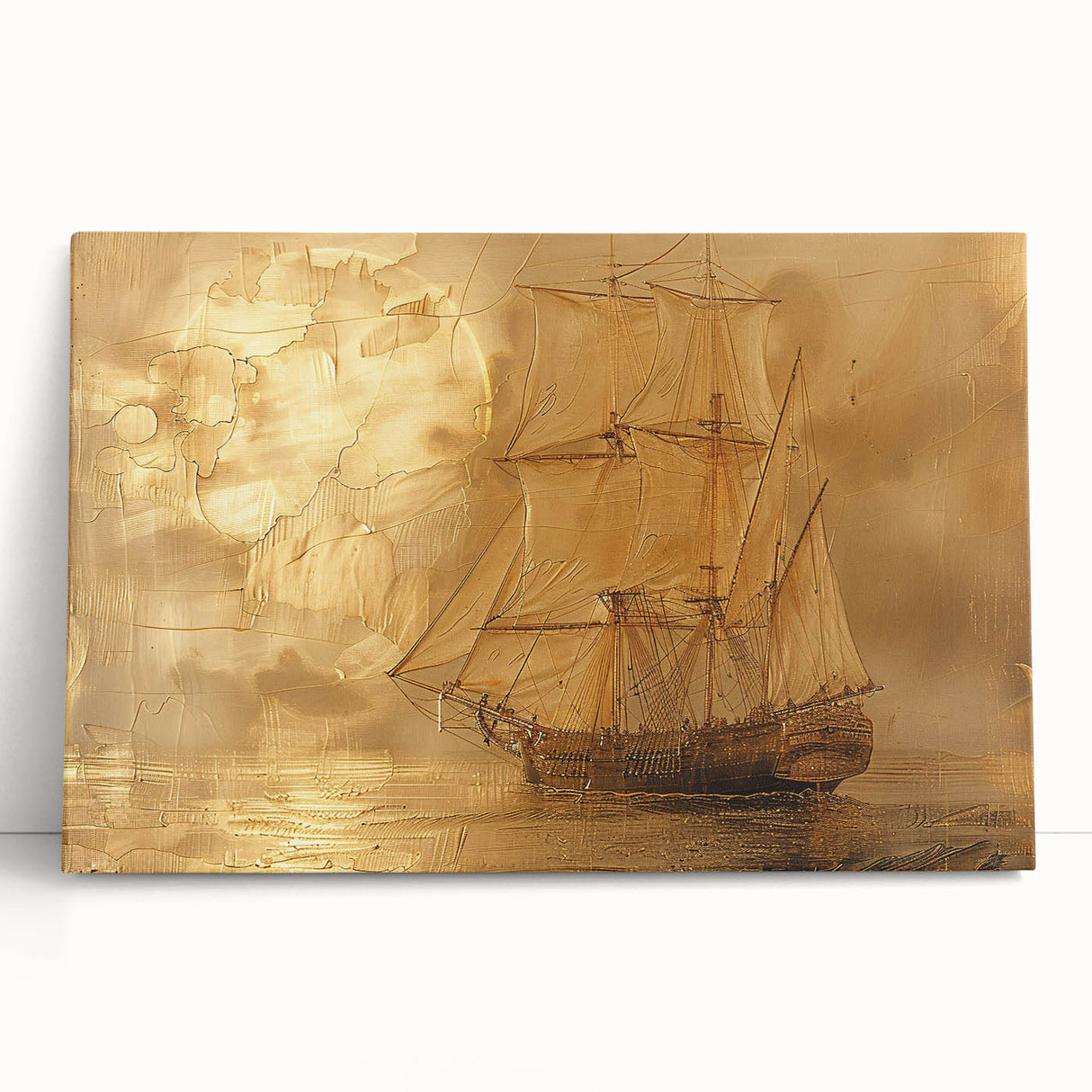 Abstract landscape wall art on stretched canvas, featuring vibrant colors and fluid designs, leaning against a neutral wall, adding a modern touch to home decor.