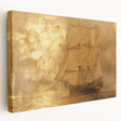 Abstract landscape wall art on stretched canvas showcasing vibrant colors and dynamic brush strokes, ideal for modern home decor. Side view highlights depth and texture.