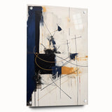Abstract minimalist wall art featuring a geometric design in soft pastel colors, showcased from a side view with pins for hanging, perfect for modern decor.