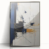 Framed abstract minimalist wall art in silver, showcasing a sleek design with a modern aesthetic. Perfect for contemporary home decor, enhancing any space with elegance.